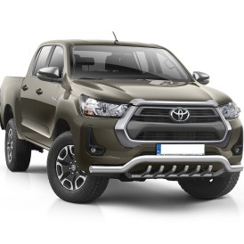 Toyota Hilux Spoilerschutzrohr 70mm poliert mit UFS-Gitter ab Baujahr 2021