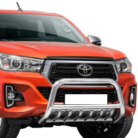 Toyota Hilux Frontbügel 70/60mm mit Unterfahrschutzgitter Edelstahl poliert