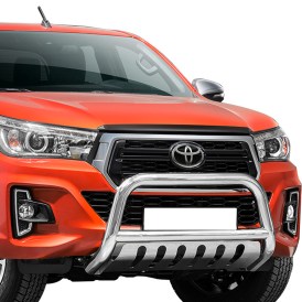 Toyota Hilux Frontbügel 70/60mm mit Unterfahrschutzblech Edelstahl poliert