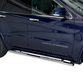 Schwellerrohre Edelstahl poliert oval mit Trittfläche Jeep Grand Cherokee 2014 bis 2018