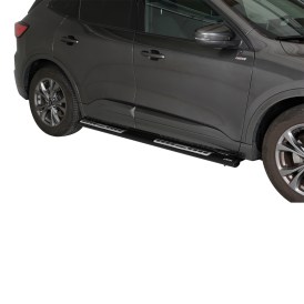 Schwellerrohre Edelstahl Schwarz oval mit Trittfläche für Ford Kuga ab 2020