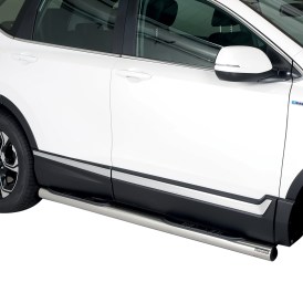 Schwellerrohre Edelstahl schwarz rund 76mm mit Trittfläche Honda CR-V Hybrid ab 2019