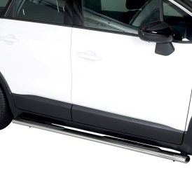 Schwellerrohre Edelstahl poliert oval mit Design Trittfläche für Opel Crossland X ab 2017