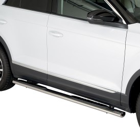 Schwellerrohre Edelstahl poliert oval mit Design Trittfläche für VW T-Roc ab 2017