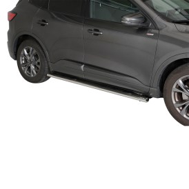 Schwellerschutzrohre Edelstahl poliert oval mit Design Trittfläche für Ford Kuga ab 2020