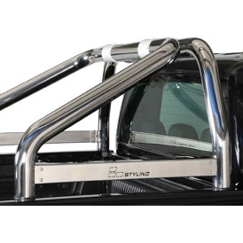 Überrollbügel einfach 76mm mit Strebe aus Edelstahl chrome oder schwarz für Ford Ranger ab 2019