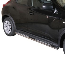 Schwellerrohre Edelstahl poliert oval mit Trittfläche für Nissan Juke 2010 bis 2016