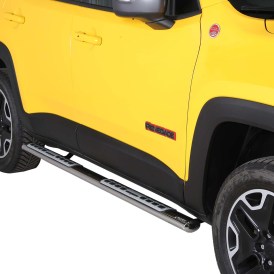 Schwellerrohre Edelstahl poliert oval mit Trittfläche am Jeep Renegade Trailhawk ab 2014