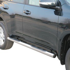 Schwellerrohre Edelstahl poliert rund mit Trittfläche Toyota Land Cruiser 2010 bis 2014