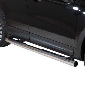 Schwellerrohre Edelstahl schwarz rund 76mm mit Trittfläche am Fiat 500 X ab 2015