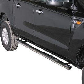 Schwellerrohre mit Kunststoff Trittauflage oval aus Edelstahl schwarz Ford Ranger T6 2012 bis 2015