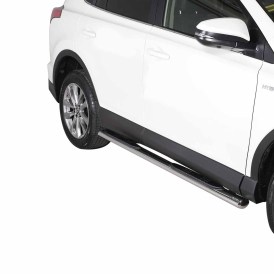 Schwellerrohre Edelstahl poliert oval mit Trittfläche für Toyota RAV4 Hybrid ab 2016