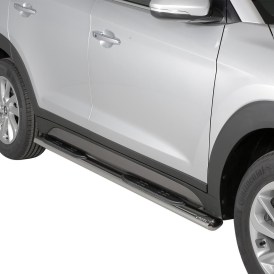 Schwellerrohre Edelstahl schwarz  oval mit Design Trittfläche für Hyundai Tucson 2015 bis 2018