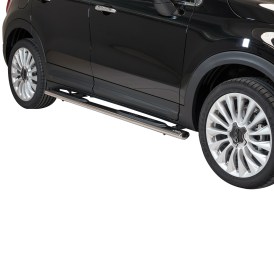 Schwellerrohre Edelstahl schwarz oval mit Design Trittfläche für Fiat 500 X ab 2015