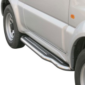 Trittbretter Edelstahl poliert mit Trittfläche für Suzuki Jimny 2005 bis 2012